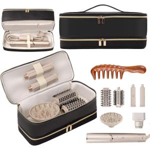Travel Carrying Case for Dyson Shark Flexstyle Revlon Hair Dryer Airwrap, Double-Layer Dyson Airwrap Travel Case Shark Hair Tools Storage Bag for Airwrap Styler and Attachments, Black
