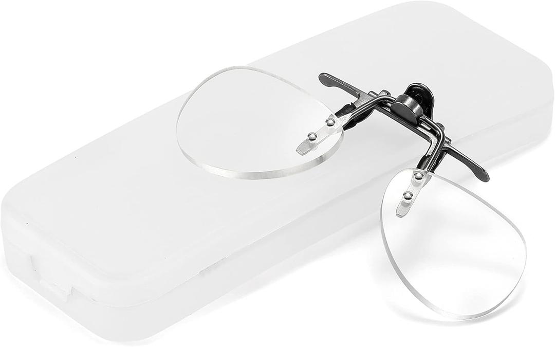 Unisex Clip-On & Flip-Up Reading Glasses - Frameless Magnifying Lenses with Blue Light Blocking (Transparent)