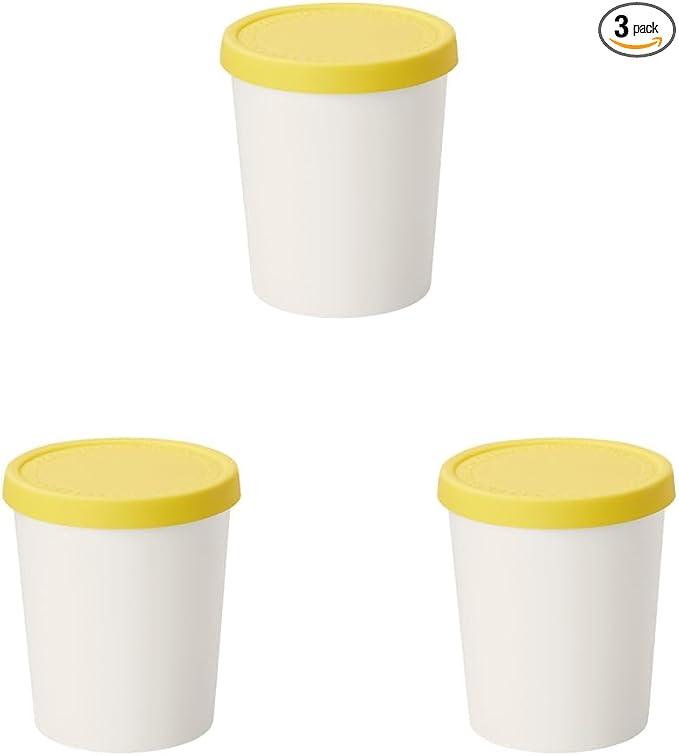 Tovolo Sweet Treat, Reusable Ice Cream Container for Homemade Ice Cream, Assorted Set of 3 - 6 Oz Stackable Storage Tubs with Silicone Lids for Freezer - BPA-Free & Dishwasher-Safe