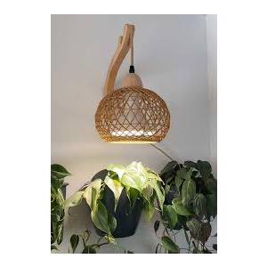 Bstrip Hanging Grow Lights for Indoor Plants, 18W Full Spectrum, Boho Rattan Lantern Shade, 3800K Wall-Mounted Decorative Plant Light with 9.8FT Power Cord, Ideal for Tall Plants, Flowers