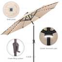 9ft Solar Umbrella Outdoor - Lighted Patio Umbrella with 40 LED Lights Waterprool Uv Protection, Table Umbrella with Tilt & Crank for Pool, Porch, Garden, Deck, Backyard(Beige)