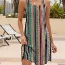 Doreyi Bathing Suit Cover Up for Women Summer Fashion 2024 Scoop Neck Beach Wear for Women Stripe Beach Coverup (S)