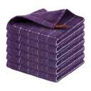 Homaxy 100% Cotton Terry Kitchen Towels(Purple), Checkered Designed, Soft and Super Absorbent Dish Towels, 12 x 12 and 16 x 28 Inches