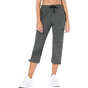 baleaf Women's Hiking Cargo Capris Outdoor Lightweight Water Resistant Pants UPF 50 Zipper Pockets (X-Large)