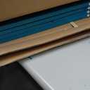 Freestanding Dog Gate with Door, Pet Gate for Stairs, 80 inch Wide Pet Barrier Indoor, Dog Fences Indoor, Support Feet Included, 4 Panels, 24" Tall, Blue