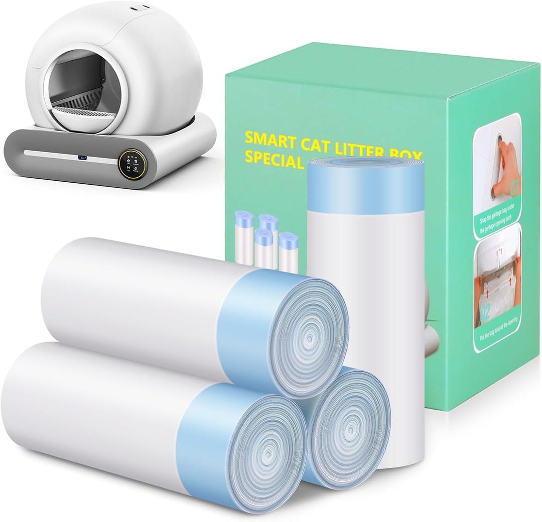 4 * 20 Count Trash Bags for Automatic Cat Litter Box Self Cleaning, Replacement Extra Large Liners for Robot Box, 4 Rolls Drawstring Waste Bags, 18 x 18 Inches4 Rolls/80 Counts