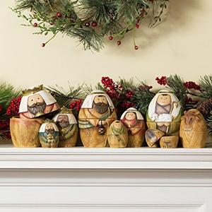 Roman Holy Family Three Kings and Shepherd Christmas Nativity Nesting Dolls Set of 4