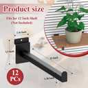12 Inch Black Slatwall Shelf Bracket, 12 PCs Metal Slat Wall Shelves Accessories, Heavy Duty Slat Wall Hooks, Slatwall Display Hangers for Storage and Organization