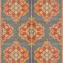 BalajeesUSA Outdoor Rugs  6x9, Orange, Yellow, Grey, Patio Durable and Affordable, Multipurpose, Woven Plastic Straw, All-Weather and Waterproof Rug, Reversible Camper mats, Recycled