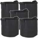 5 Pack, Heavy Duty Nursery Grow Bags - Great for Growing Trees, Bushes, Vegetable Plants or Flowers - Indoor or Outdoor Grow Containers 5,10, or 20 Gallon (10 Gallon)