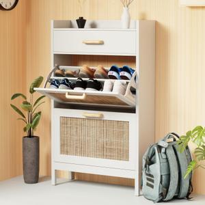 Shoe Storage Cabinet for entryway, Small oversize, Glossy White