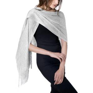 MissShorthair Women's Sparkle Shawls and Wraps for Party Dresses (Silver)