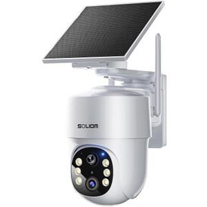 SOLIOM- True 5MP HD Security Cameras Outdoor Wireless, Add-On Camera, Solar Powered, Auto Tracking,Requires Soliombase, Soliombase Supports Up to 4 Cams