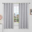 BGment Black Out Curtains 60 Inch Long for Bedroom - 34 x 60 inch Curtains Thermal Insulated Room Darkening Soundproof Rod Pocket and Back Tab Drapes for Kids Room, 2 Window Panels Set, Light Grey