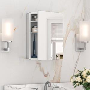 Keonjinn Small Medicine Cabinet with Mirror 14 x 18 Inch, Aluminum Frame