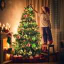 2.4inch Red Green Christmas Ball Ornaments 12PCS Glittering Hanging Bulbs Pendants Elf Shatterproof Christmas Balls Red Green Xmas Baubles for Holiday Xmas Tree Home Indoor Decors