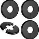 4 Pcs Wall Split Flange, Self-Adhesive Escutcheon Plate for 17mm Dia Pipes Flange ABS Round Wall Hole Covers Water Pipes Plumbing Cover Plates for Faucet Kitchen Toilet Bathroom Decoration (Black)