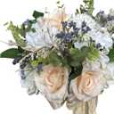 White Bridal Bouquet for Bride, 9Inch Ivory Wedding Bouquets for Bride, Artificial Roses Flowers Wedding Decoration