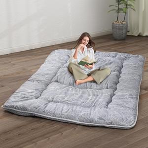 Japanese Floor Mattress,4" Thicken Japanese Floor Sleeping Pad Foldable,Futon Mattress Suitable for Camping and Guest Room (Grey, Full (80" X 47")