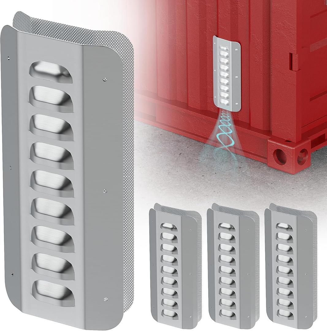 4 Pack Shipping Container Air Vent Kit,Galvanized Steel Transportation Container Vents for Shipping Container,Cross Flow Ventilation Cargo Container Vent Preventing Excessive Heat and Condensation