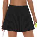 LouKeith Pleated Tennis Skirt High Waisted Golf Skirts with Shorts Pockets Casual Workout Athletic Skorts for Woman (Black, M)
