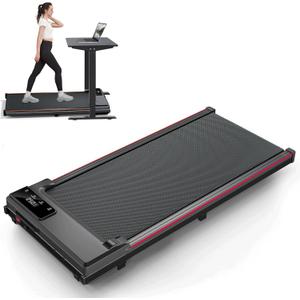 Walking Pad Treadmill with Incline, Portable Under Desk Treadmill for Home Small Spaces Office, 300 lb Capacity, 2.5HP (Black-No Handle)