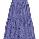 PRETTYGARDEN Summer Dresses for Women 2026 Casual Eyelet Sleeveless Wedding Guest Maxi Dress Tank Top Sundress with Pockets (XL, Dark Blue)