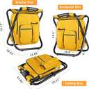 Kikerike Backpack Stool Cooler Chair Heavy Duty 300 LBS Max Load Portable Lightweight Stool Backpack Folding Fishing Cooler Seat for Camping Hunting Fishing - Yellow, 16.54" W x 13.58" L x 16.93" H