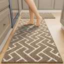 hicorfe Kitchen Rugs and Mats Sets,Non-Slip 2 Pieces Absorbent 100% Polypropylene Rug,Comfort Kitchen Runner Mat,Washable for Kitchen,Sink,Laundry(20" x 31.5" Plus 20" x 59",Black)