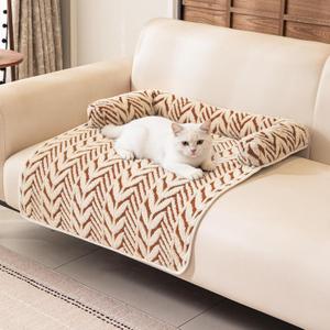 Calming Dog Bed Mats with Neck & Head Support, Soft Flannel Pet Couch Bed for Small Dogs & Cats, Pet Washable Couch Covers for Sofa, Small 31.5"L x 23.62"W