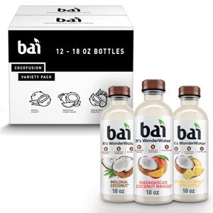 Bai Coconut Variety Pack, Antioxidant Infused Water Beverage, with Vitamin C and No Artificial Sweeteners, 18 fl oz bottles, 12 pack, BBD: 02/15/2026