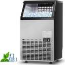 Costzon Commercial Ice Maker Machine, 110LBS/24H Built-in Stainless Steel Ice Maker w/33LBS Storage Capacity, Free-Standing Ice Machine for Home, Restaurant, Coffee, Bar w/Ice Shovel, Hose (Silver) (19" x 16" x 31")