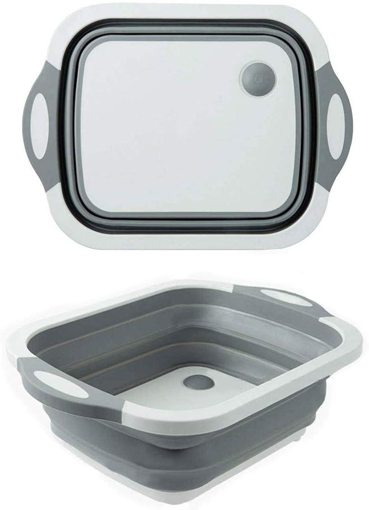 Collapsible Washing Up Bowl, Innovations Multi Function Bowl Drying Rack, Portable Cutting Board, Retractable Drain Washing Basket Basin Vegetable Fruit Tray for for Camping, Picnic, Kitchen CB-01