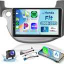 8 CORE 6G+128G Car Radio for Honda Fit 2008-2013 with Wireless CarPlay/Android Auto, Podofo 10.1 1280 * 720P IPS Touch Screen Stereo Android 13 GPS WiFi Bluetooth DSP SWC + HD Backup Camera