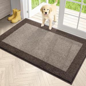 PURRUGS Dirt Trapping Door Mat 34" x 60", Non-Slip Washable Entry Mat, Dog Doormat, Front Door Mat, Super Absorbent Entrance Mat for Muddy Shoes & Paws, Beige & Grayish Brown