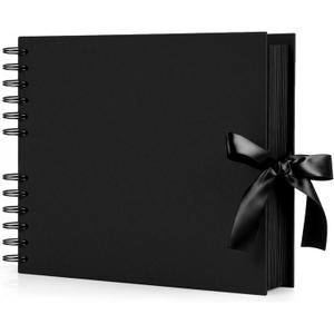 INNOCHEER Photo Album - Self Adhesive 80 Black Pages, Large Scrapbook Wedding Guest Book for DIY Anniversary Travel Memory Scrapbooking (Black 8X12)
