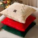 DFXSZ Christmas Pillow Covers 18x18 Green Line Beige Christmas Tree Decoration Soft Plush Faux Fur Jacquard Throw Pillows for Bedroom Sofa Holiday Festivals Winter Home Decor PTK064C18