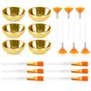 18 Pcs Esthetician Supplies for Facials Set 6 Gold Facial Bowls Esthetician 6 Facial Brushes Esthetician 6 Flat Brushes Face Mask Cosmetic Applicators for Women Facial Mask Mixing Kit Facial Tools