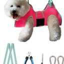 Dog Grooming Hammock with Thick Fabric Neck Support & Wide Strap Restraint for Small Dogs (Small 14-30LB/Pink)