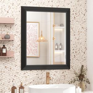 SMIROR 24x28 Matte Black Bathroom Vanity Mirror for Over Sink
Metal Wide Frame, Rectangle, Right- Angle Corner, Anti-Rust, Horizontally or Vertically Wall- Mounted for Home Remodel