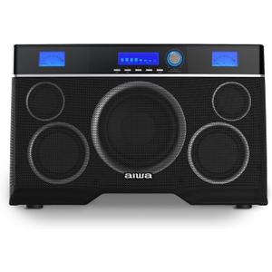 Aiwa Exos-10 Portable Bluetooth Speaker, 200W RMS Power, 6.5” Subwoofer, Deep Bass, Party Sync, Backlit Display, FM/BT/USB/AUX, Remote Control, Carry Strap, Bluetooth V5.0