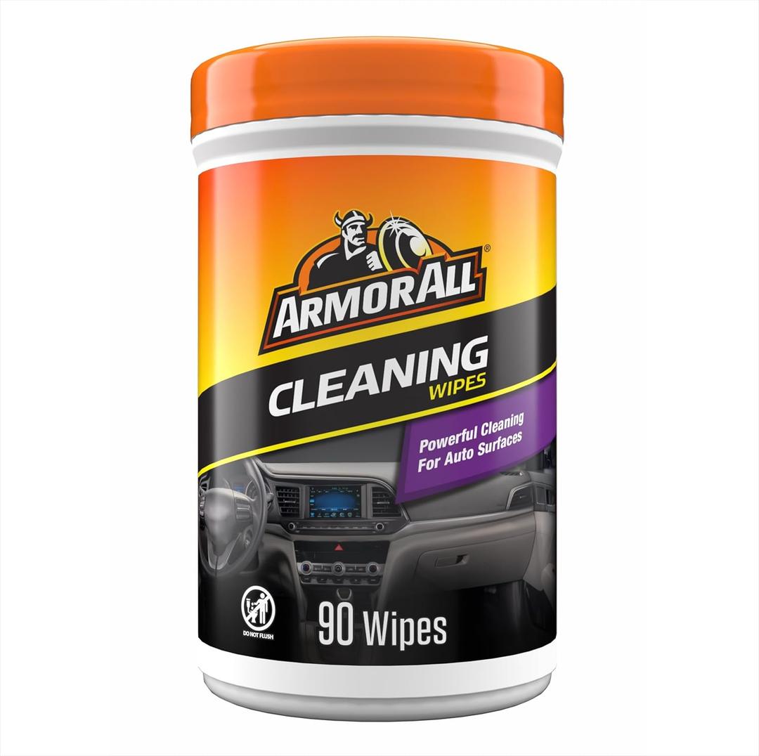 Armor All Car Cleaning Wipes, Wipes for Car Interior and Car Exterior, 90 Wipes Each (1 Count (Pack of 1)