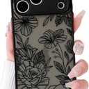 NITITOP Compatible for iPhone 17 Pro Case Cute Clear Flower - Black