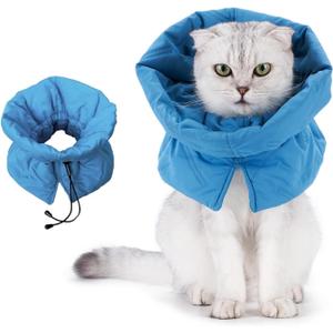 Cat Recovery Collar, Soft Adjustable Cat Cone Alternative, Lightweight Waterproof Fasteners Collars for Cats Kittens Puppies, After Surgery Stop Licking, Post-Surgery or Skin Protection (Medium, Lake Blue)