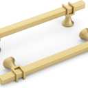goldenwarm 10 Pack 5 Inch Gold Cabinet Pulls Brass Drawer Handles Square Hardware for Kitchen Dresser Bathroom Kitchen (5in hole center)