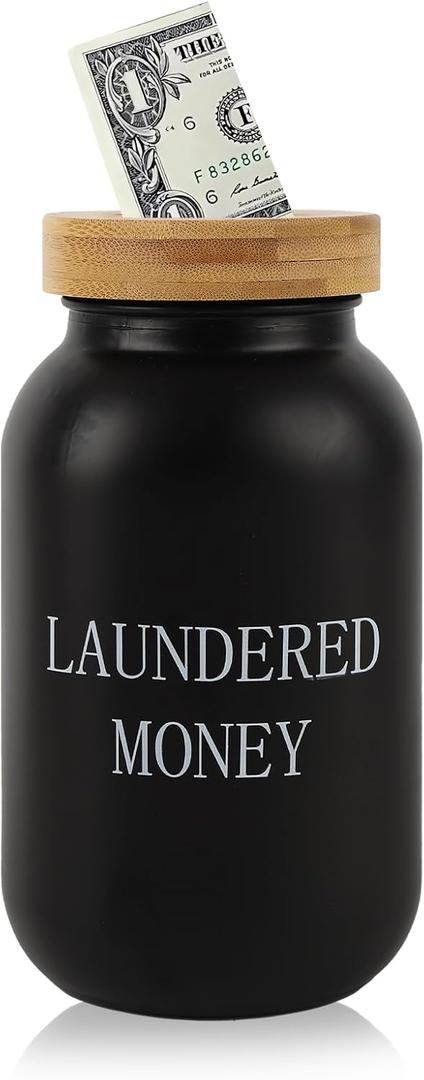Laundry Room Bank Coin Jar,Creative Piggy Bank with Money Slot,Rustic Coin Bank for Laundry Room Decor & Farmhouse Style Home Decor. (black)