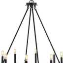 JONATHAN Y JYL7496A 28" Farmhouse Wagon Wheel Chandelier, 8-Light Rustic Industrial Chandelier for Dining Room, Kitchen Island, Foyer, Adjustable Round Metal Pendant Light Fixture, Oil Rubbed Bronze