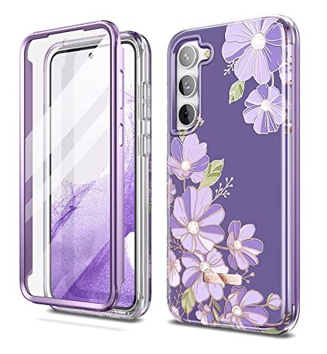 SURITCH for Samsung Galaxy S23 6.1 Inch Case, [Built-in Screen Protector] [Dual-Layer Protection ] Full Shockproof Rugged Bumper Phone Protective Cover - Purple Cosmos