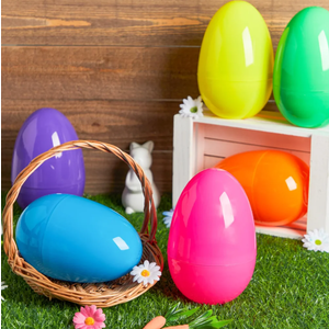 24Pcs Jumbo Plastic Bright Solid Easter Eggs Shells