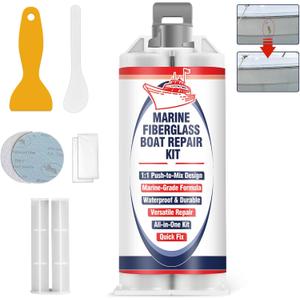 AstraVox Marine Fiberglass Repair Kit for Boats, Waterproof Gel Coat Repair Kit for Boats, Marine Epoxy Filler for Jet Ski, Kayak, Yacht, Speedboat, Dinghy, Fix Hole, Chip, Crack, Scratch
